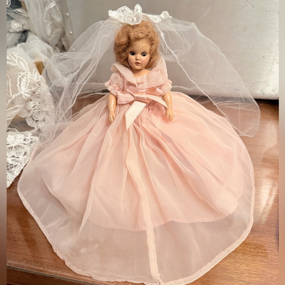 Vintage Doll Collection in Pink, White, Gold, Blue and Orange 7 in Total